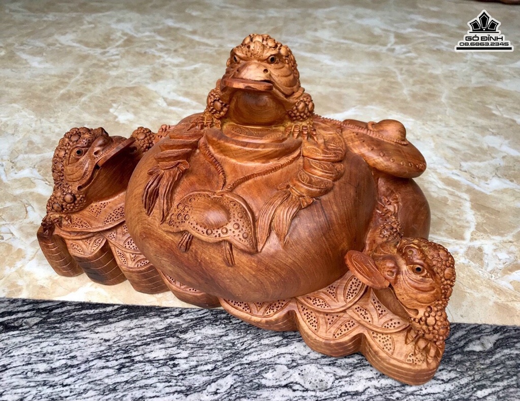 Tượng Cóc Phong Thủy Gỗ Hương Việt Cao 31 Ngang 48 Sâu 36 (cm) 1