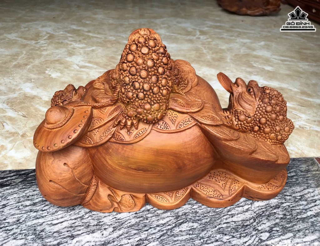 Tượng Cóc Phong Thủy Gỗ Hương Việt Cao 31 Ngang 48 Sâu 36 (cm) 2