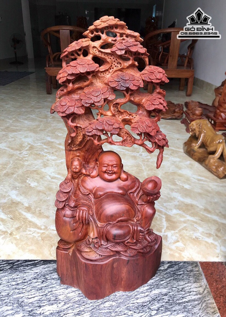 Tượng Phật Di Lặc Gỗ Hương Việt Cao 74 Ngang 33 Sâu 21 (cm) 1