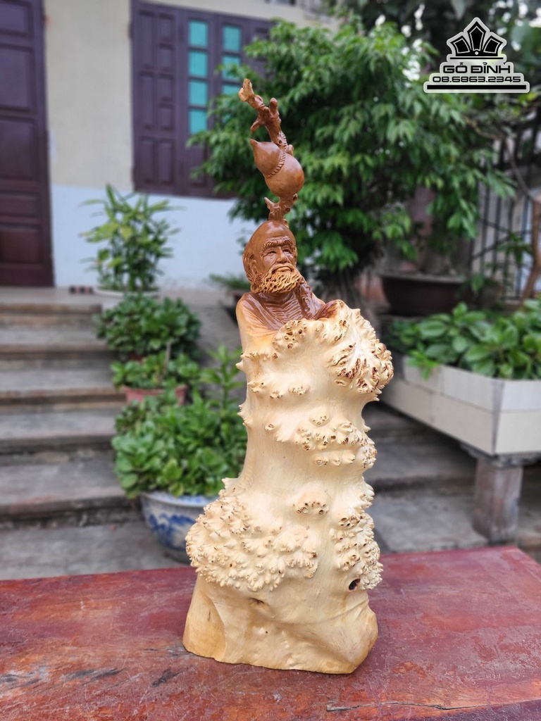 Tượng Đạt Ma Sư Tổ Gỗ Nu Giáng Hương Cao 76 Ngang 30 Sâu 22 (cm) 0