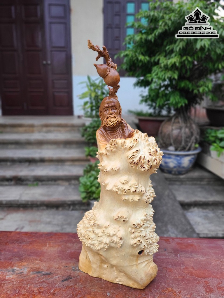 Tượng Đạt Ma Sư Tổ Gỗ Nu Giáng Hương Cao 76 Ngang 30 Sâu 22 (cm) 2