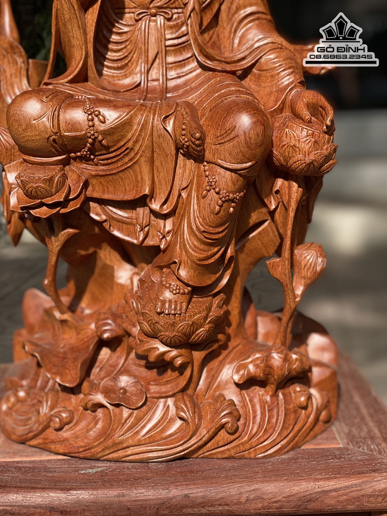 Tượng Quan Âm Tự Tại Gỗ Hương Cao 50 Ngang 28 Sâu 17 (cm) 1