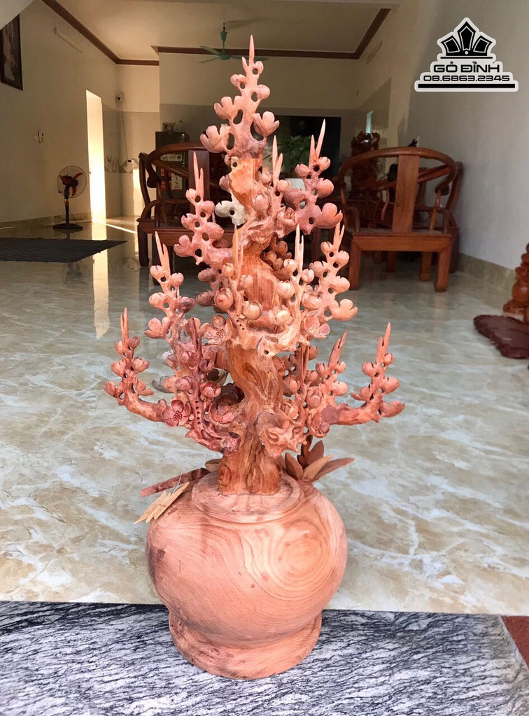 Bình Hoa Mai Gỗ Hương Cao 76 Ngang 40 Sâu 30 (cm) 0