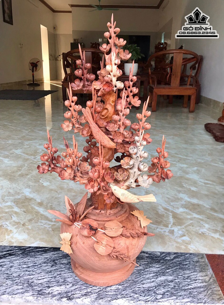 Bình Hoa Mai Gỗ Hương Cao 76 Ngang 40 Sâu 30 (cm) 1