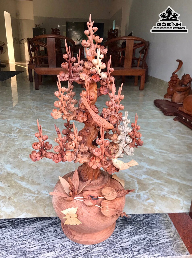 Bình Hoa Mai Gỗ Hương Cao 76 Ngang 40 Sâu 30 (cm) 2