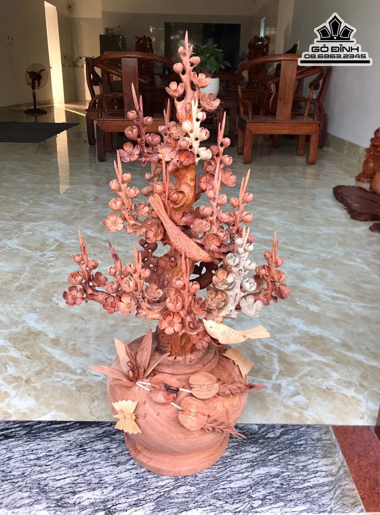 Bình Hoa Mai Gỗ Hương Cao 76 Ngang 40 Sâu 30 (cm) 3