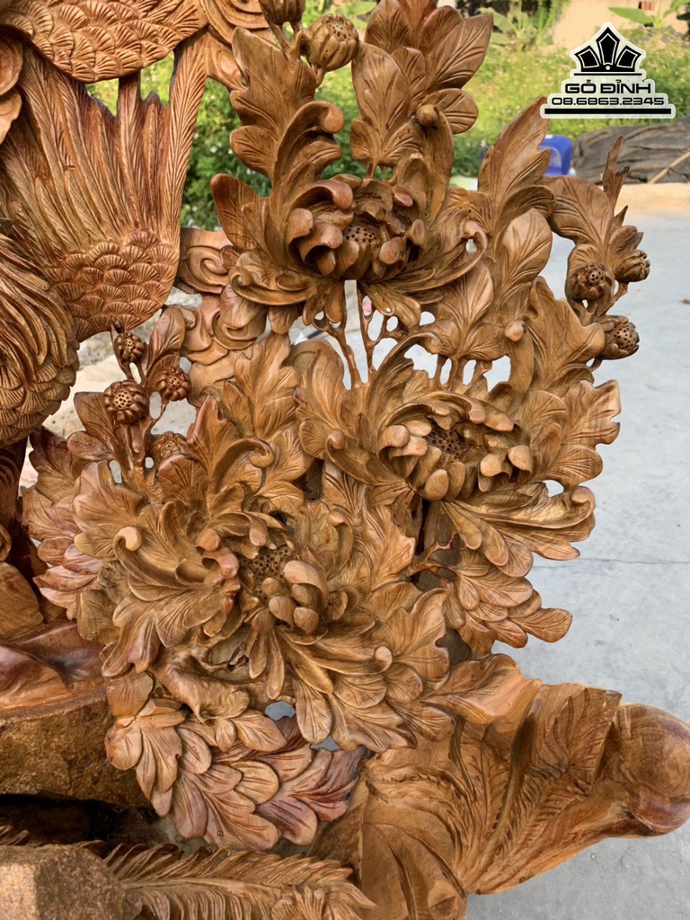 Tượng Gia Đình Phượng Hoàng Gỗ Hương Việt Cao 126 Ngang 82 Sâu 60 (cm) 2