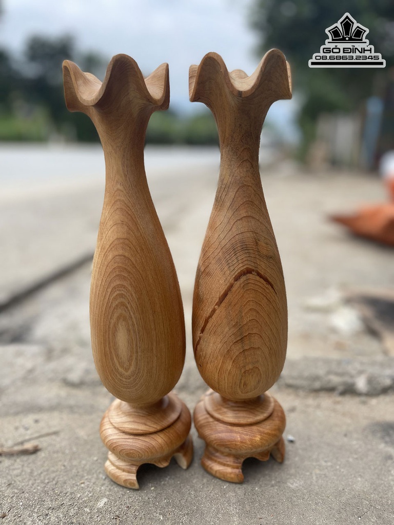 Cặp Lục Bình Gỗ Ngọc Am Cao 35 Đường Kính 9 (cm) 2