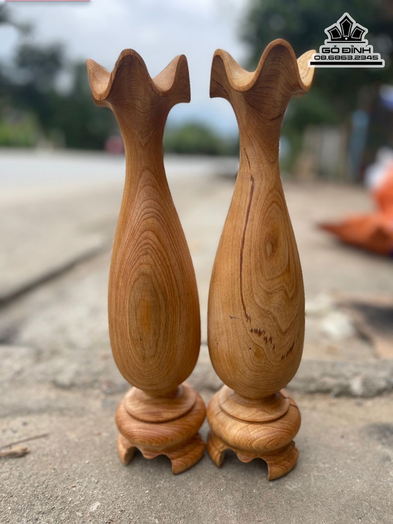 Cặp Lục Bình Gỗ Ngọc Am Cao 35 Đường Kính 9 (cm) 3