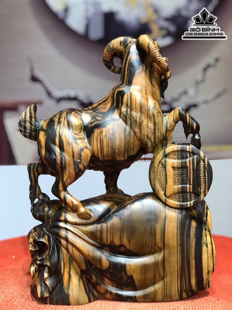 Tượng Dê Phong Thủy Gỗ Mun Cao 40 Ngang 29 Sâu 12 (cm) 2