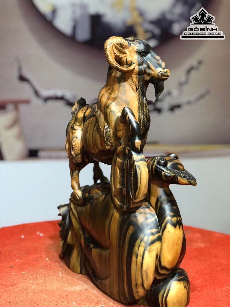 Tượng Dê Phong Thủy Gỗ Mun Cao 40 Ngang 29 Sâu 12 (cm) 3