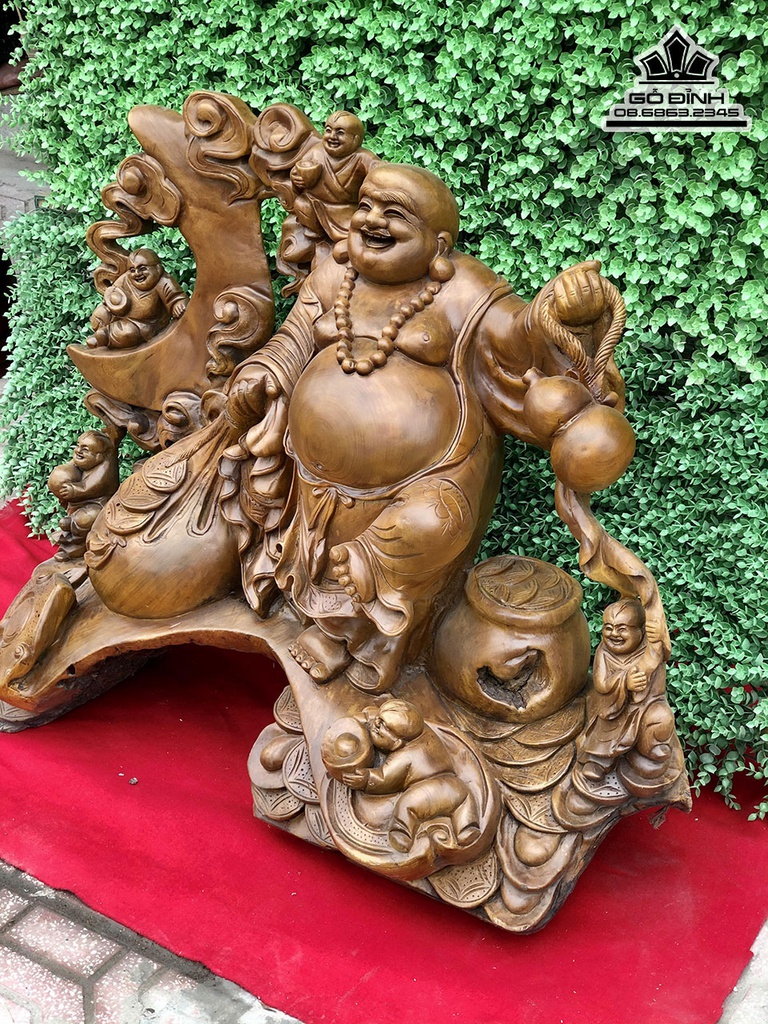 Tượng Phật Di Lặc Gỗ Xá Xị ( Gù Hương ) Cao 67 Ngang 84 Sâu 38 (cm)1