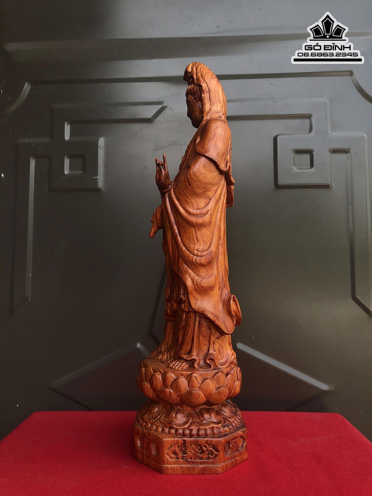 Tượng Phật Quan Âm Gỗ Hương Cao 40 Ngang 10 Sâu 10 (cm) 1