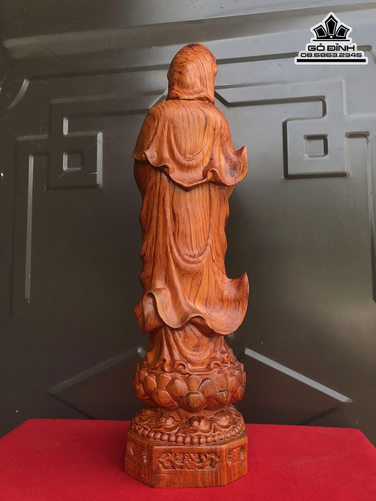 Tượng Phật Quan Âm Gỗ Hương Cao 40 Ngang 10 Sâu 10 (cm) 3
