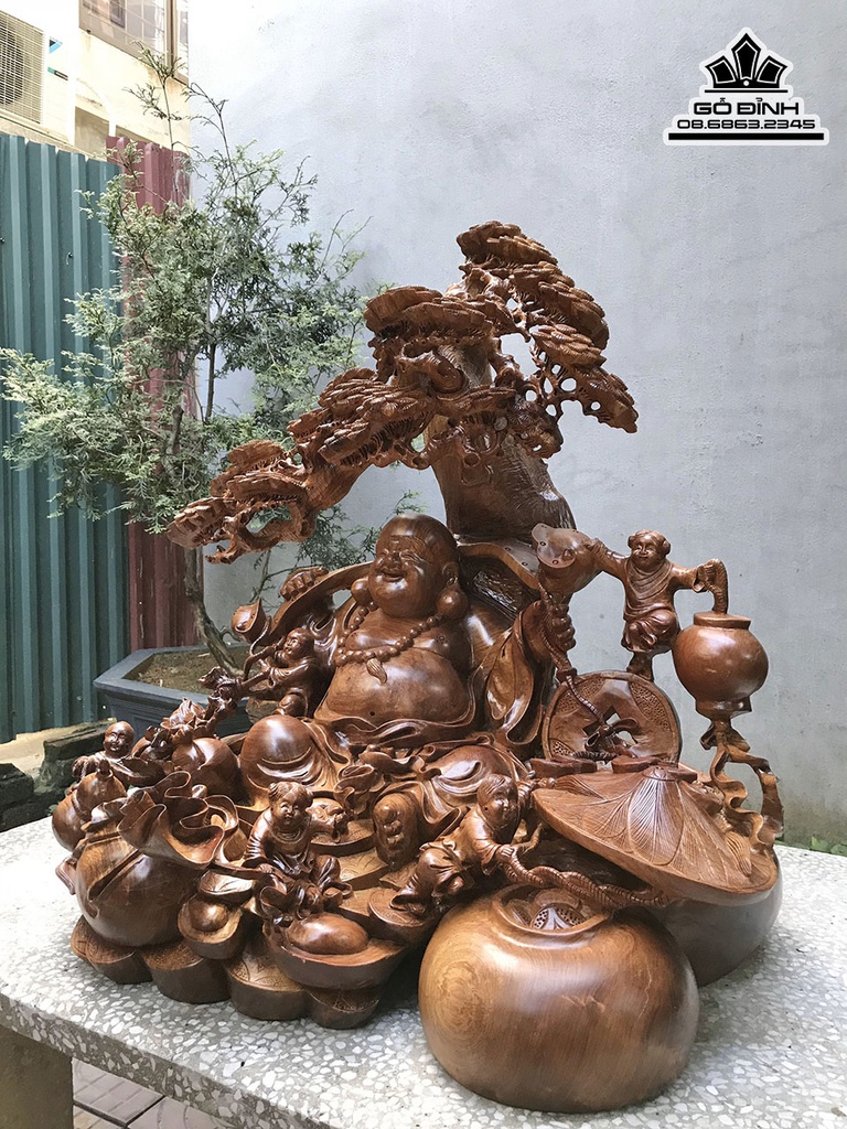 Tượng Phật Di Lặc Ngũ Phúc Gỗ Hương Cao 73 Ngang 75 Sâu 60 (cm) 1
