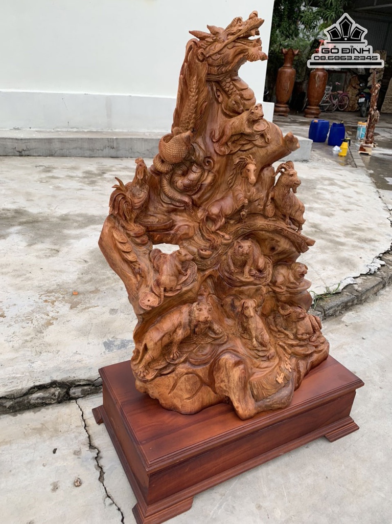 Tượng 12 Con Giáp Gỗ Hương Việt Cao 123 Ngang 65 Sâu 41 (cm) 1