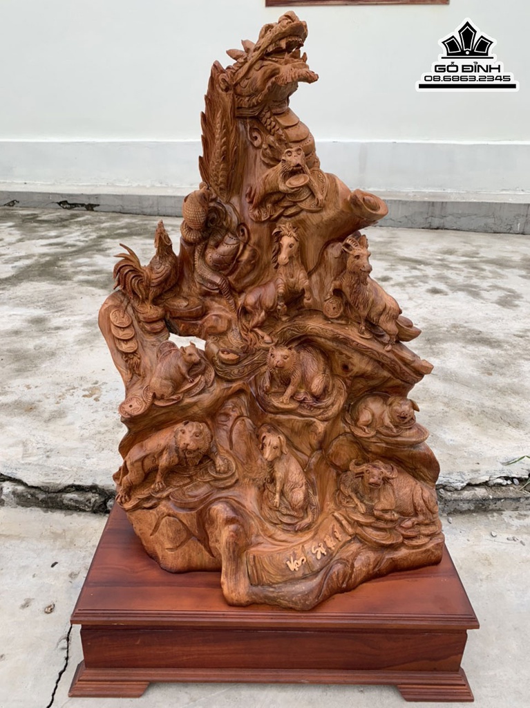 Tượng 12 Con Giáp Gỗ Hương Việt Cao 123 Ngang 65 Sâu 41 (cm) 2