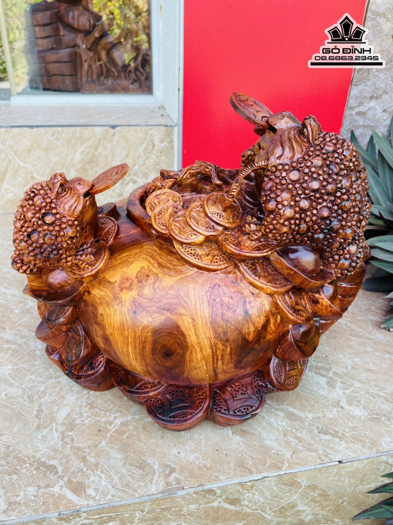 Tam Nghê Gỗ Hương Việt Cao 28 Ngang 35 Sâu 28 (cm) 2