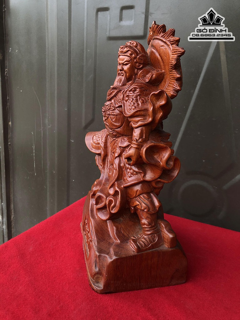 Tượng Quan Công Gỗ Hương Cao 30 Ngang 15 Sâu 11 (cm) 0