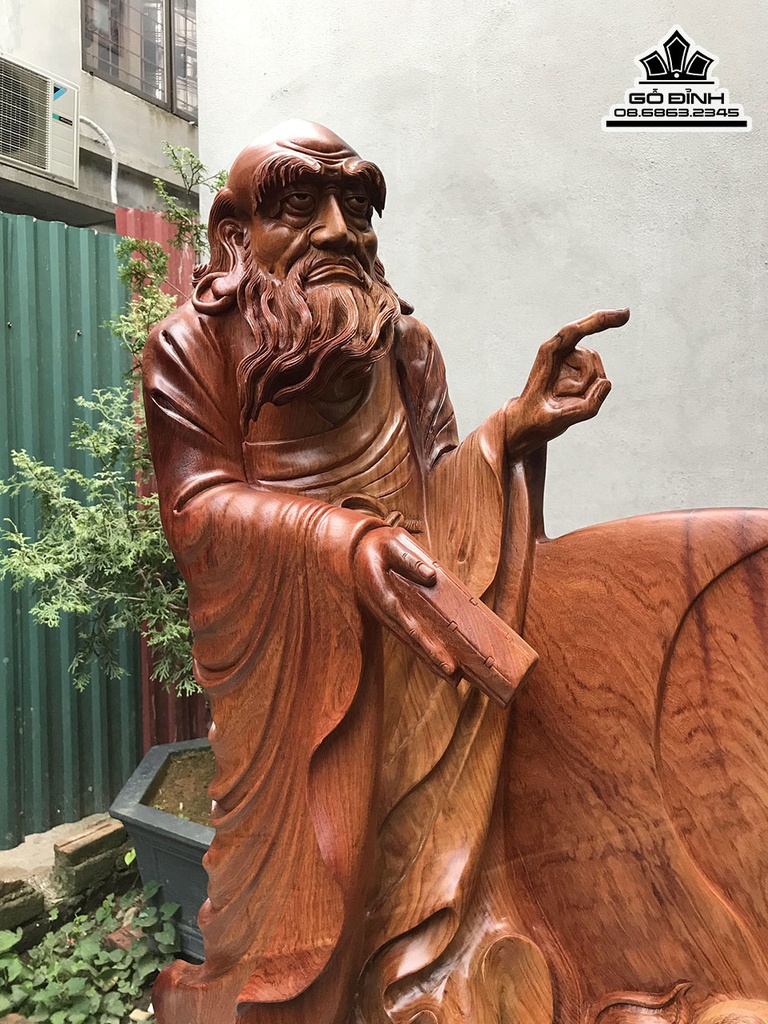 Tượng Huệ Khải Bái Tổ Gỗ Hương Cao 108 Ngang 90 Sâu 25 (cm) 0