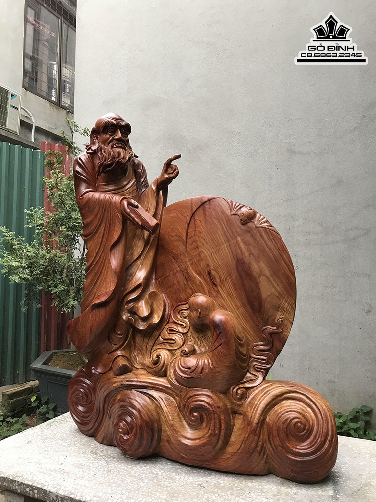 Tượng Huệ Khải Bái Tổ Gỗ Hương Cao 108 Ngang 90 Sâu 25 (cm) 2