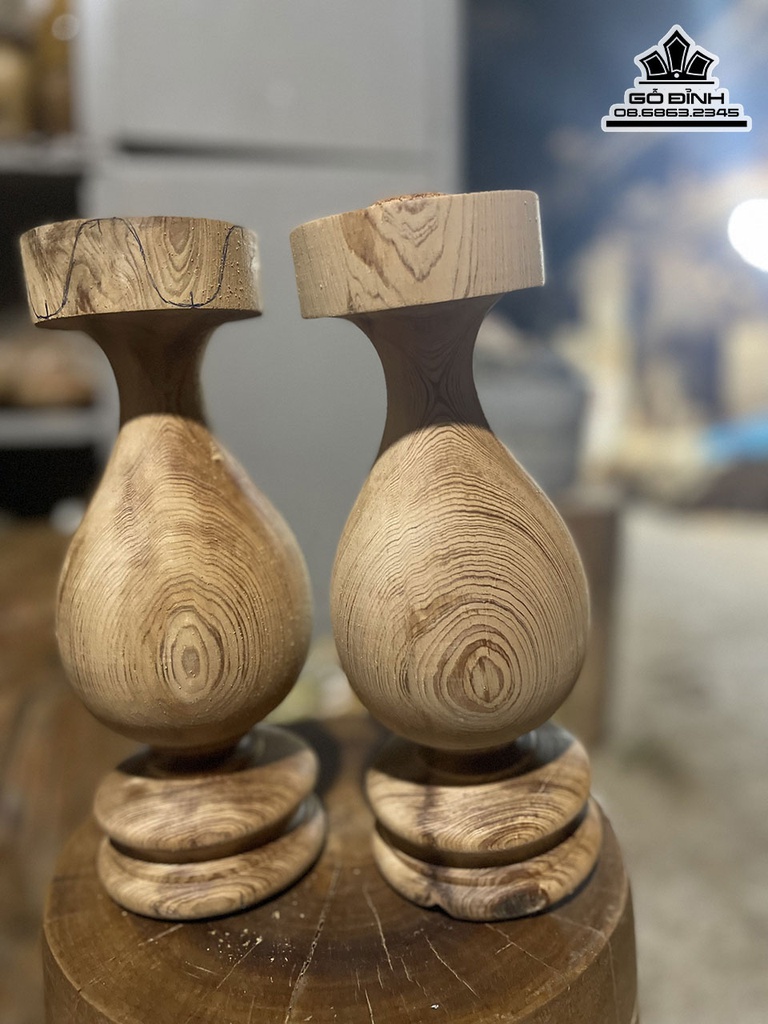 Cặp Lục Bình Gỗ Ngọc Am Cao 26.5 Đường Kính 11 (cm) 0