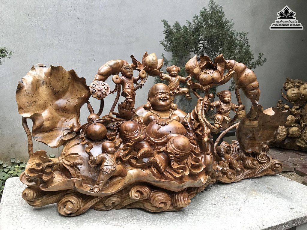 Tượng Phật Di Lặc Gỗ Xá Xị ( Gù Hương ) Cao 110 Ngang 56 Sâu 35 (cm) 1