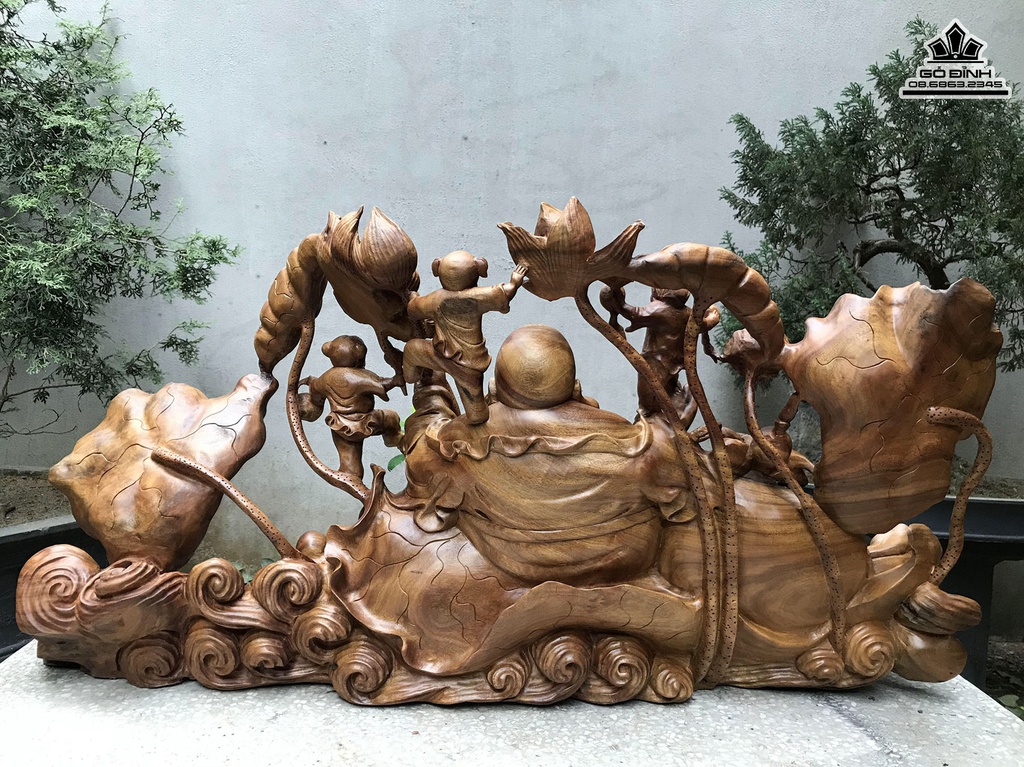 Tượng Phật Di Lặc Gỗ Xá Xị ( Gù Hương ) Cao 110 Ngang 56 Sâu 35 (cm)