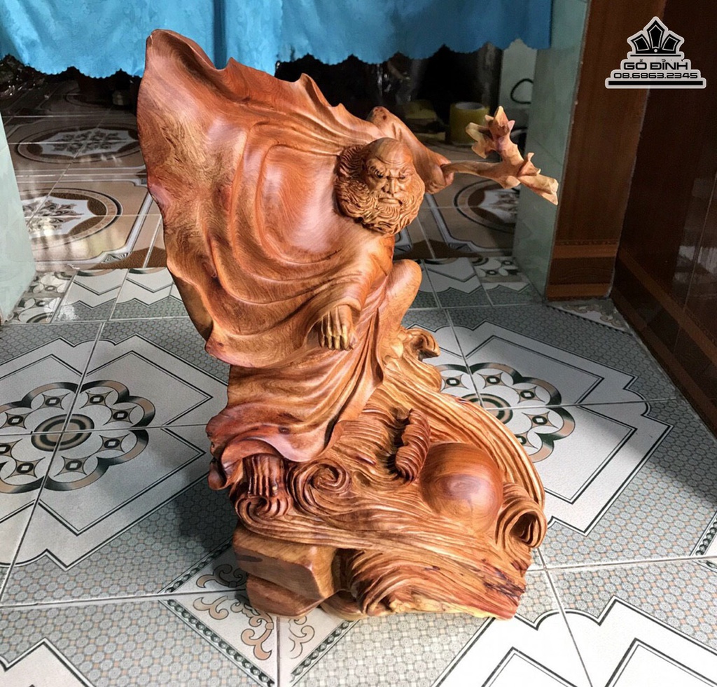 Tượng Đạt Ma Sư Tổ Gỗ Hương Cao 58 Ngang 33 Sâu 20 (cm) 0