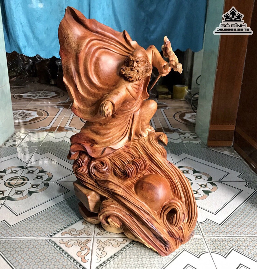Tượng Đạt Ma Sư Tổ Gỗ Hương Cao 58 Ngang 33 Sâu 20 (cm) 1