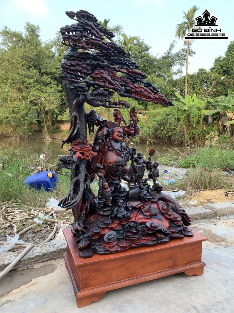 Tượng Phật Di Lặc Ngũ Phúc Gỗ Trắc Cao 140 Ngang 68 Sâu 37 (cm) 0