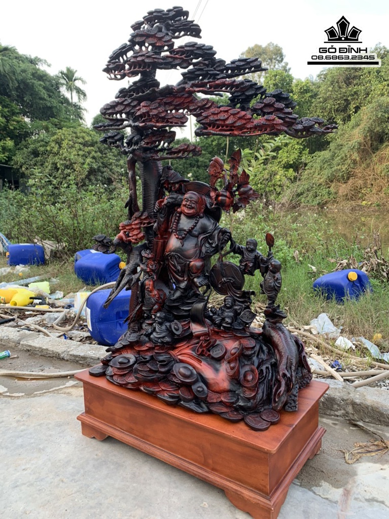 Tượng Phật Di Lặc Ngũ Phúc Gỗ Trắc Cao 140 Ngang 68 Sâu 37 (cm) 2