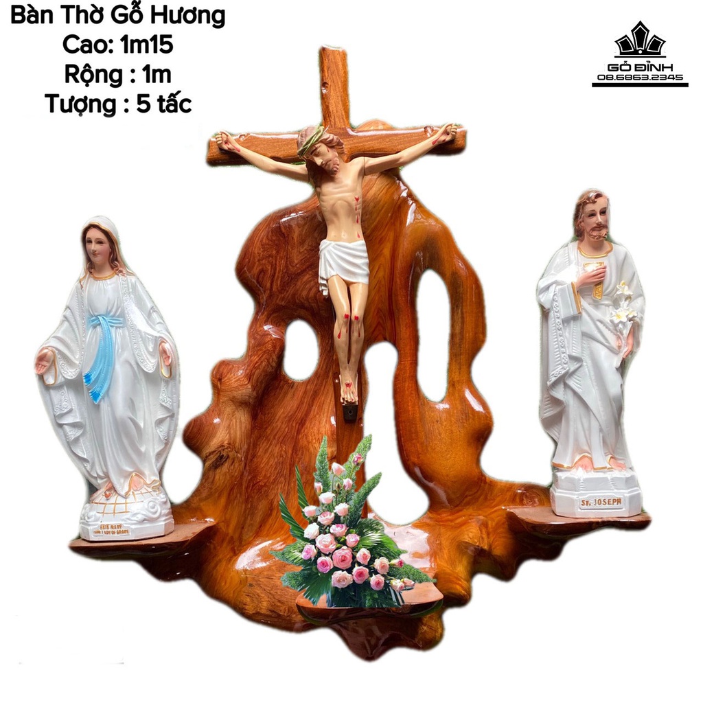 Bàn Thờ Tôn Giáo Gỗ Hương, Gõ Đỏ Cao 90-125 (cm) 0