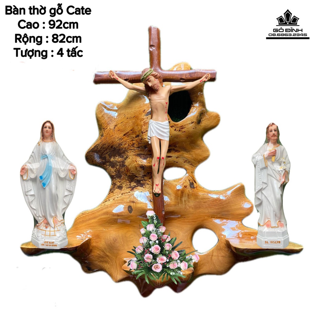 Bàn Thờ Tôn Giáo Gỗ Hương, Gõ Đỏ Cao 90-125 (cm)