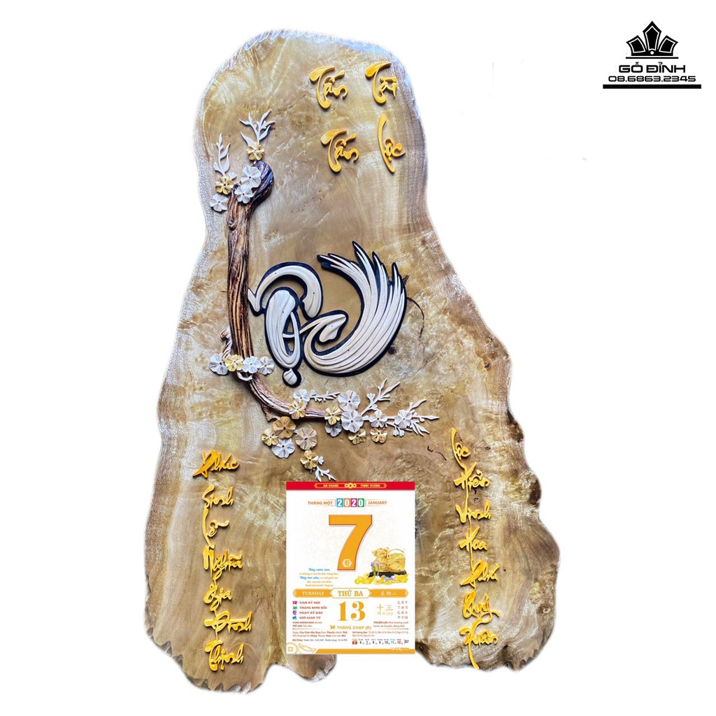 Lốc Lịch Lộc Gỗ Nu Măn Cao 92 Ngang 58 Dày 2 (cm) 0