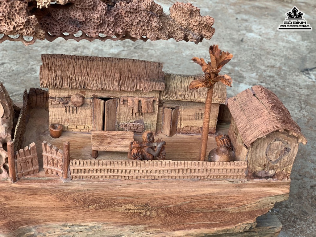 Tiểu Cảnh Đồng Quê Gỗ Hương Việt Cao 64 Ngang 65 Sâu 35 (cm) 0