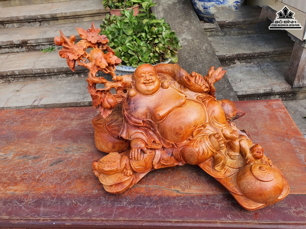 Tượng Phật Di Lặc Gỗ Hương Việt Cao 45 Ngang 50 Sâu 30 (cm) 1