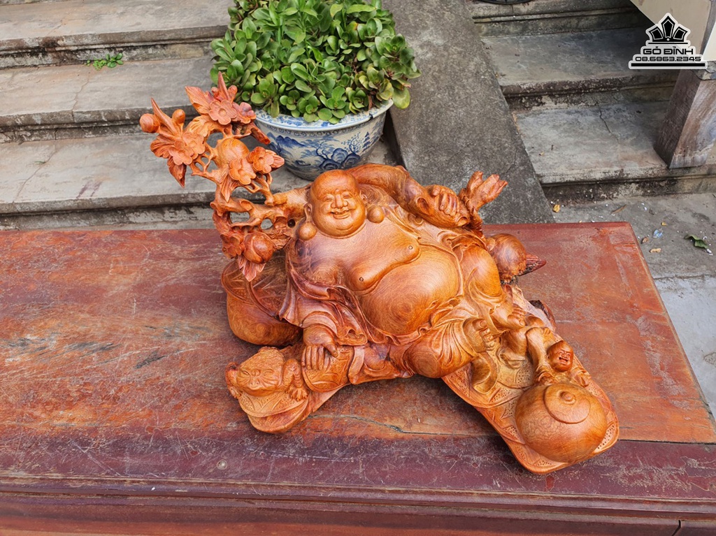 Tượng Phật Di Lặc Gỗ Hương Việt Cao 45 Ngang 50 Sâu 30 (cm) 2