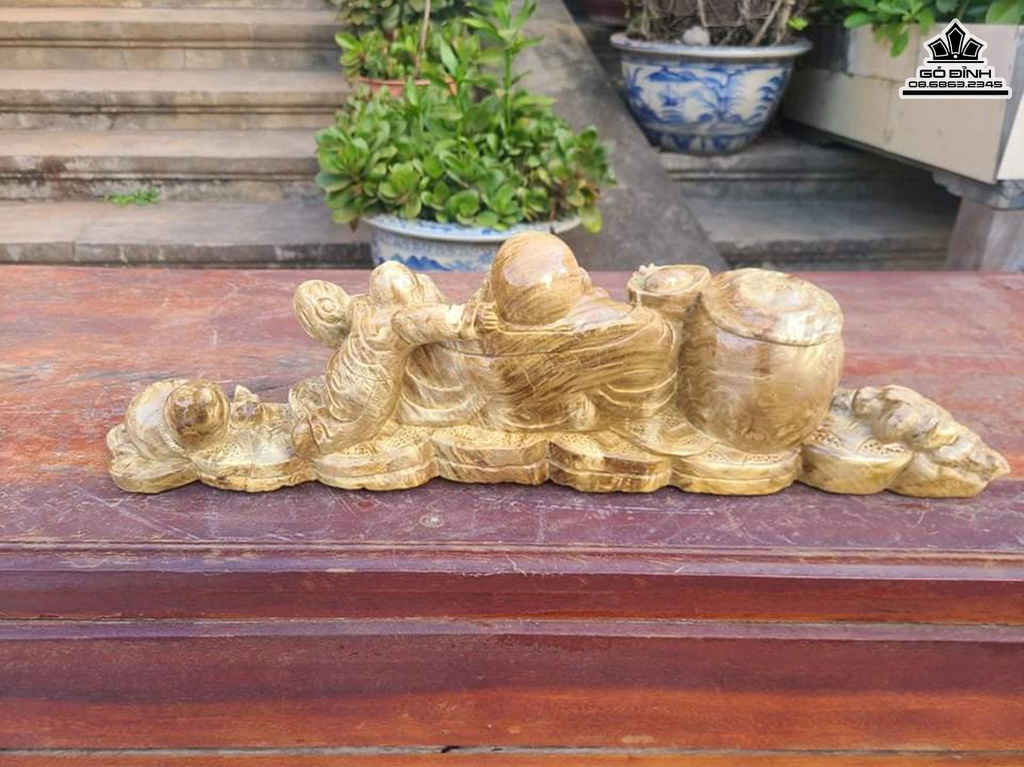 Tượng Phật Di Lặc Gỗ Hương Việt Cao 45 Ngang 50 Sâu 30 (cm)