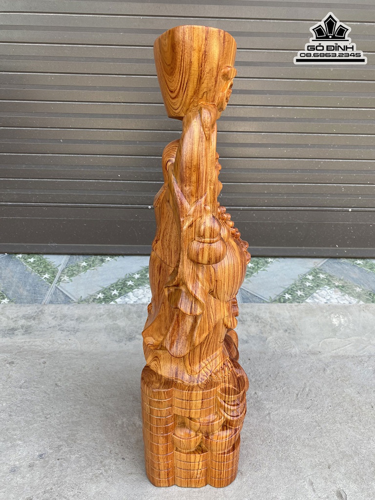 Tượng Phật Di Lặc Bê Vàng Gỗ Hương Cao 59 Ngang 21 Sâu 14 (cm) 0