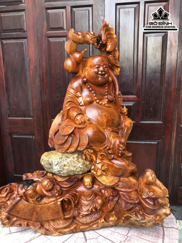 Tương Phật Di Lặc Tam Phúc Gỗ Hương Việt Cao 86 Ngang 62 Sâu 66 (cm) 2