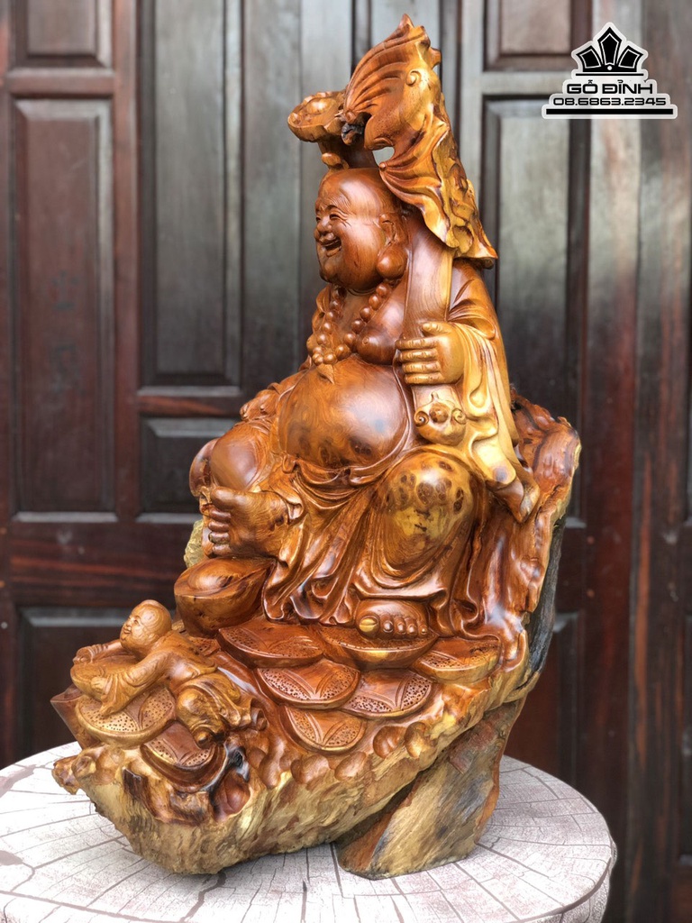 Tương Phật Di Lặc Tam Phúc Gỗ Hương Việt Cao 86 Ngang 62 Sâu 66 (cm) 4