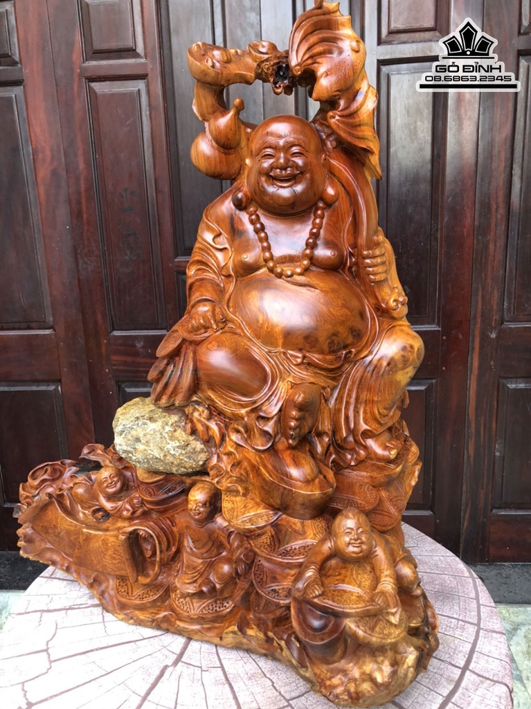 Tương Phật Di Lặc Tam Phúc Gỗ Hương Việt Cao 86 Ngang 62 Sâu 66 (cm) 5