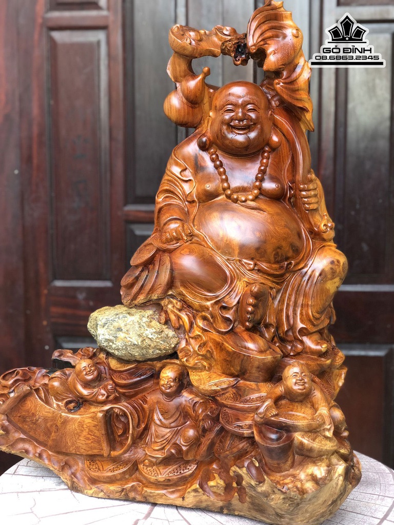 Tương Phật Di Lặc Tam Phúc Gỗ Hương Việt Cao 86 Ngang 62 Sâu 66 (cm) 9