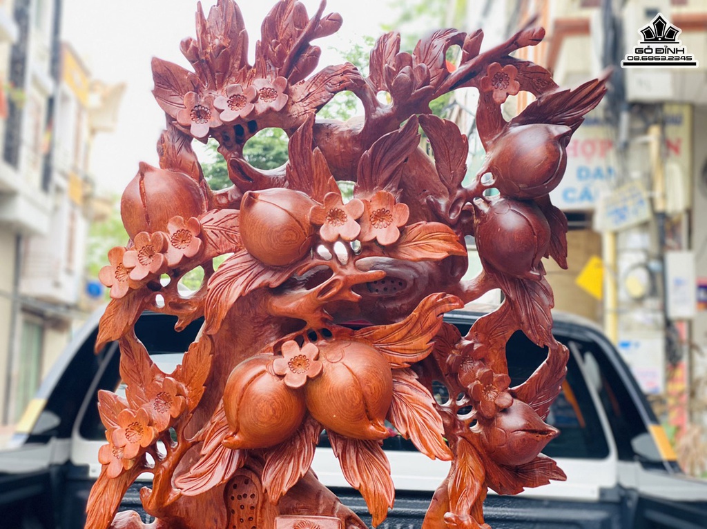 Tượng Phật Di Lặc Ngồi Gốc Tùng Gỗ Hương Việt Cao 90 Ngang 90 Sâu 55 (cm) 0