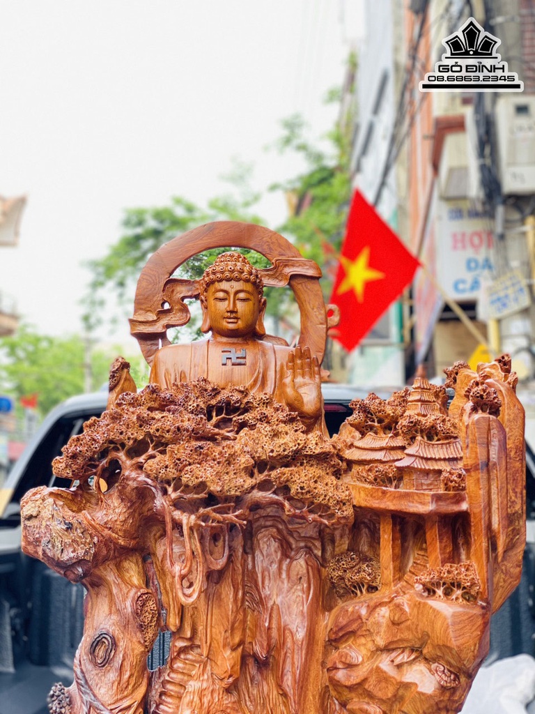 Tương Nhất Tâm Bái Phật Gỗ Hương Việt Cao 96 Ngang 60 Sâu 40 (cm) 6