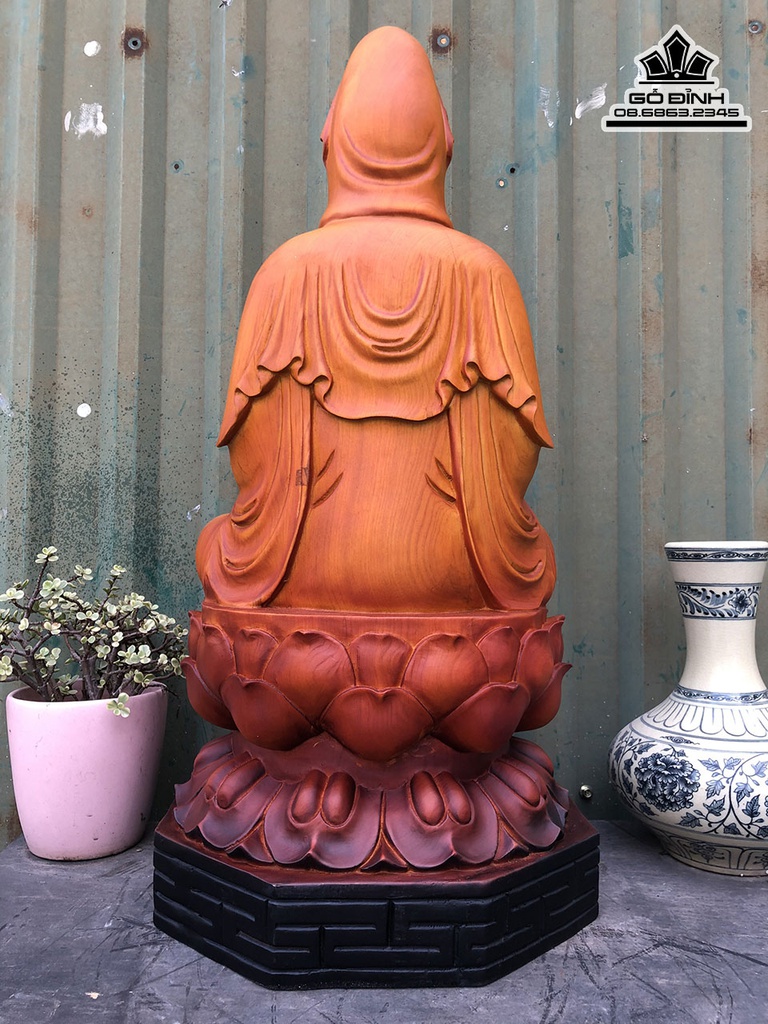 Tượng Phật Bà Quan Âm Gỗ Ngọc Am Cao 62 Ngang 29 Sâu 29 (cm) 2