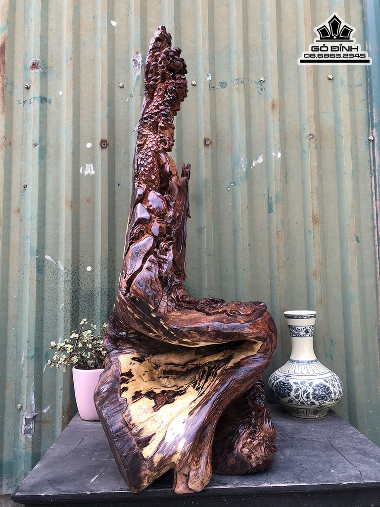 Tượng Phật Bà Quan Âm Gỗ Cẩm Cao 92 Ngang 50 Sâu 39 (cm) 0