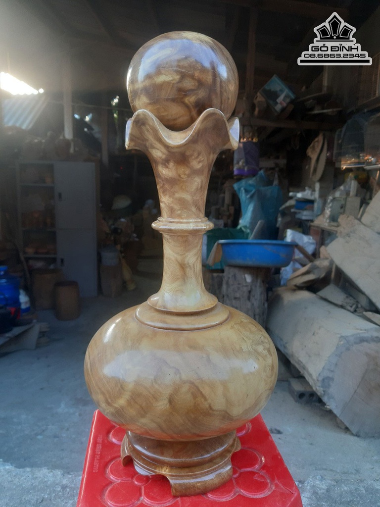 Bình Củ Tỏi Gỗ Nu Nghiến Cao 37 Đường Kính 21 (cm) 1