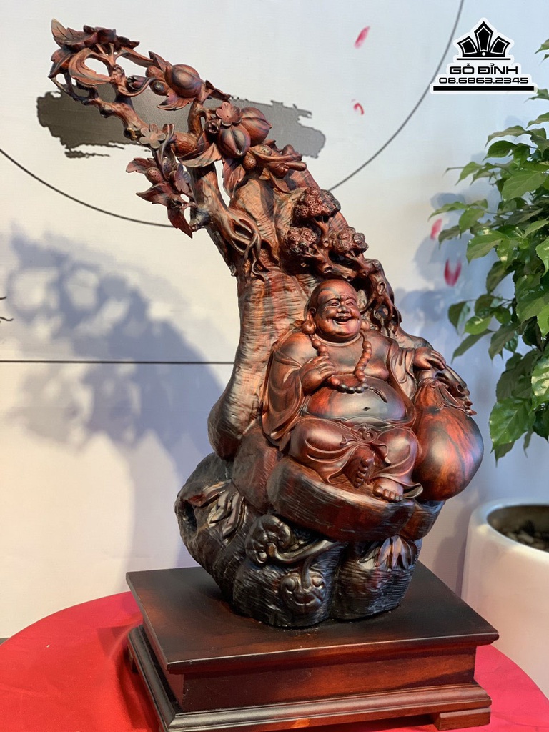 Tượng Phật Di Lặc Ngồi Gốc Đào Gỗ Trắc Cao 56 Ngang 28 Sâu 20 (cm) 1